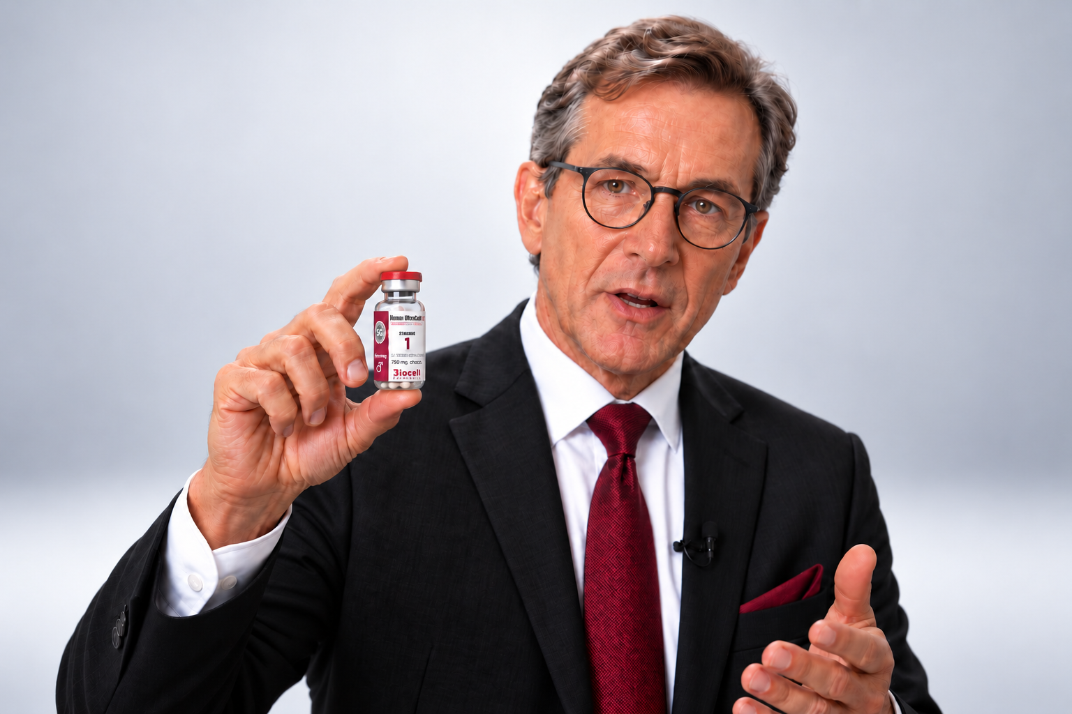 Man presenting a Human Ultracell vial