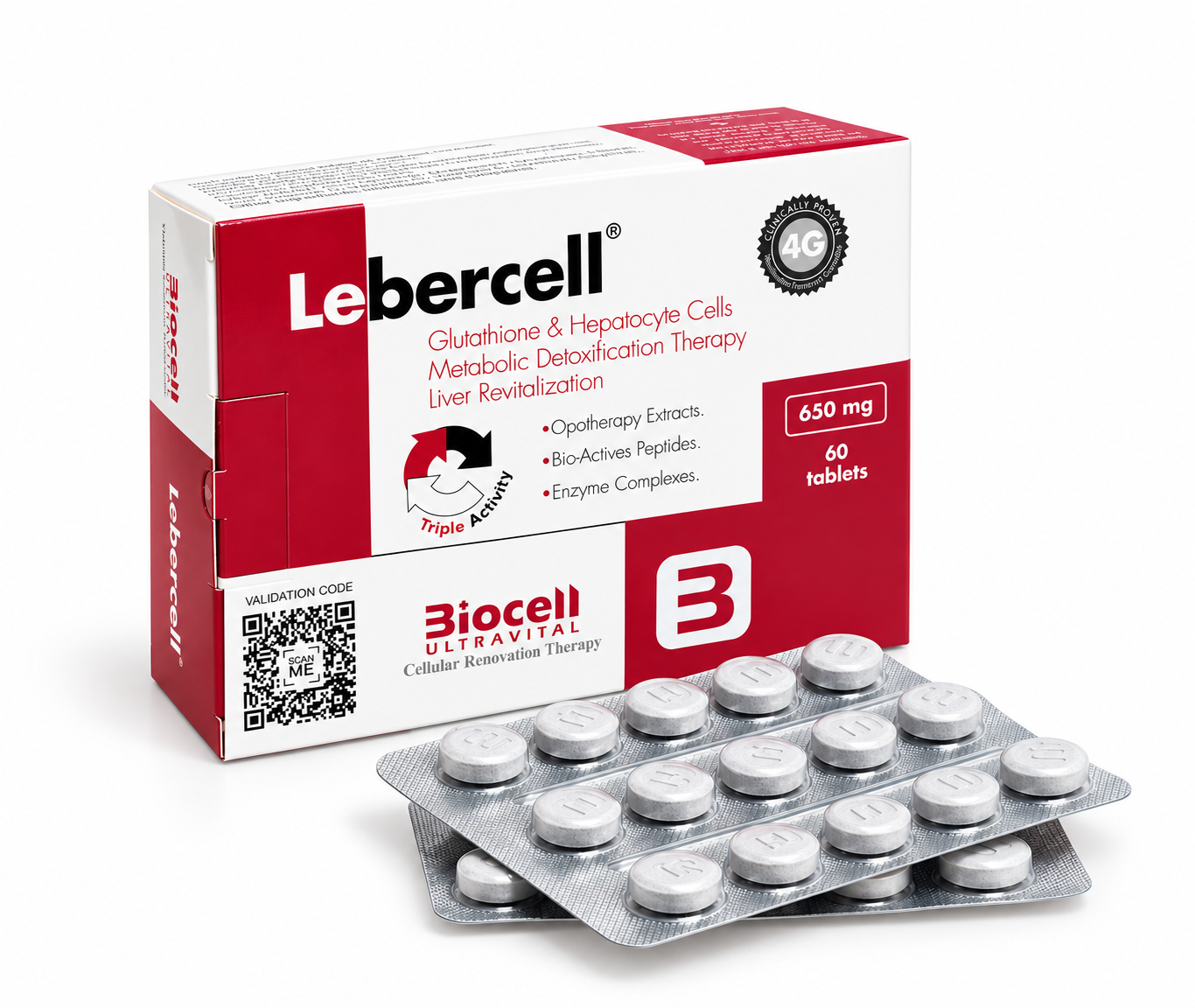 Lebercell — box and blister-packed tablets
